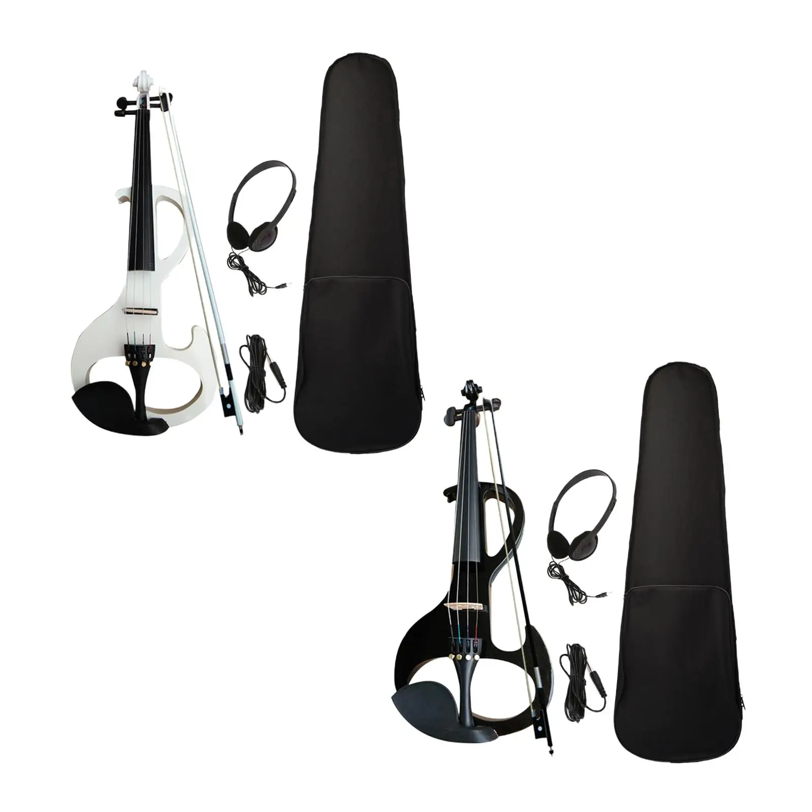 Electric Violin Set with Hard Case, Fiddle and Violin Bow and Headphone with
