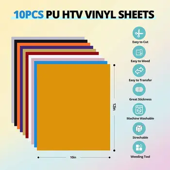 HTVRONT 52 Pcs Heat Press Supplies Accessories for Beginners Cricut Clothing T-shirt Printing DIY Include HTV Sublimation Paper 6