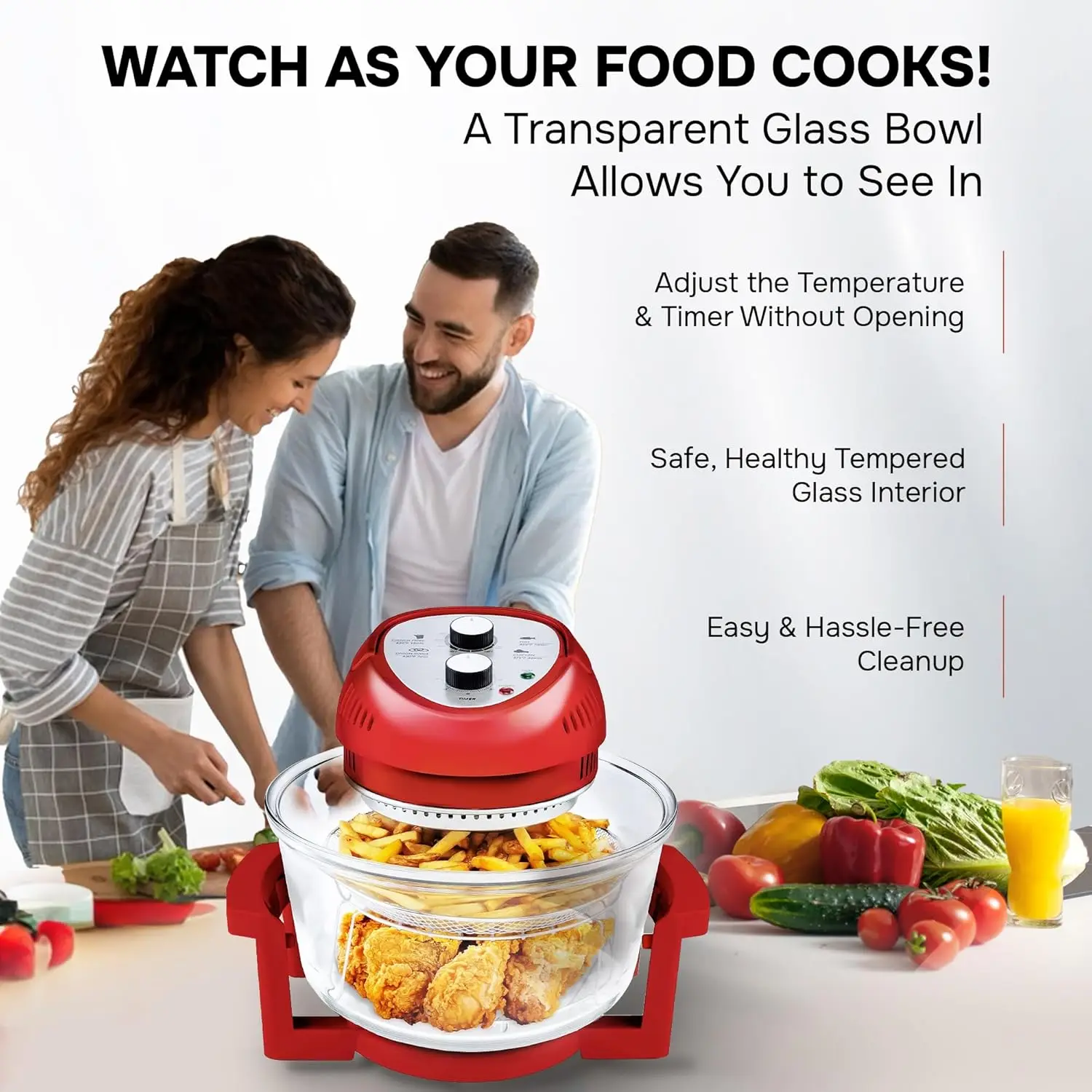16Qt Large Air Fryer Oven Large Halogen Oven Cooker with 50+ Air Fryers Recipe Book for Quick + Easy Meals for Entire Family 5