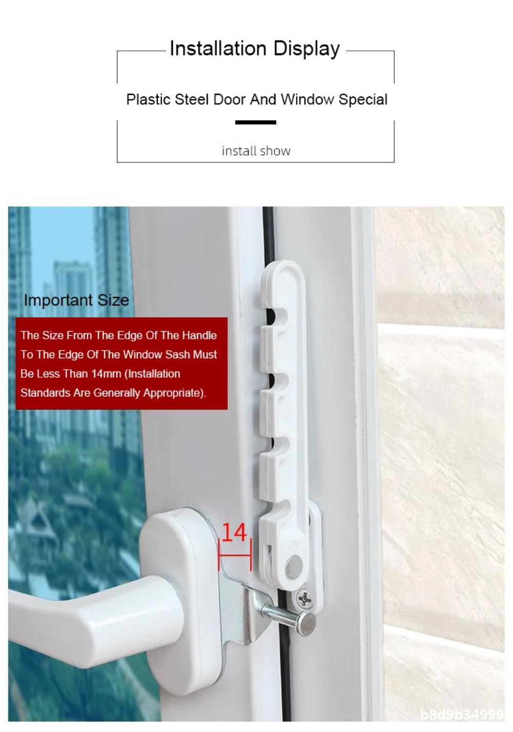 Description Picture 3 of itemLimiter Latch Adjustable Inner Opening Casement Plastic Steel Window Security Child Proof Door Rock Wind Brace Child Safety
