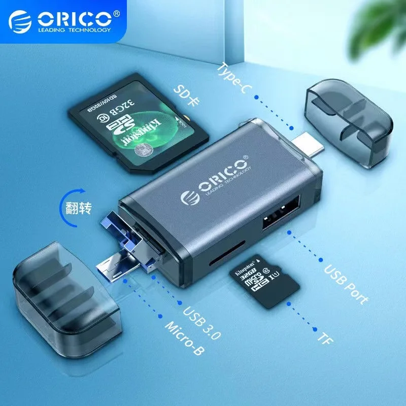 ORICO Card Reader USB 3.0 USB2.0 Typc C Card Reader 6 in 1 Memory Smart Card Reader SD TF Adapter Smart Memory SD OTG Cardreader