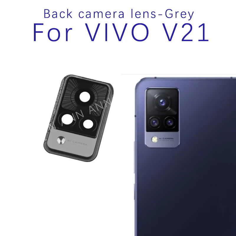 

Original Back Rear Camera Glass Lens with frame For Vivo V21 With Adhesive Sticker Camera Lens Replacement Parts