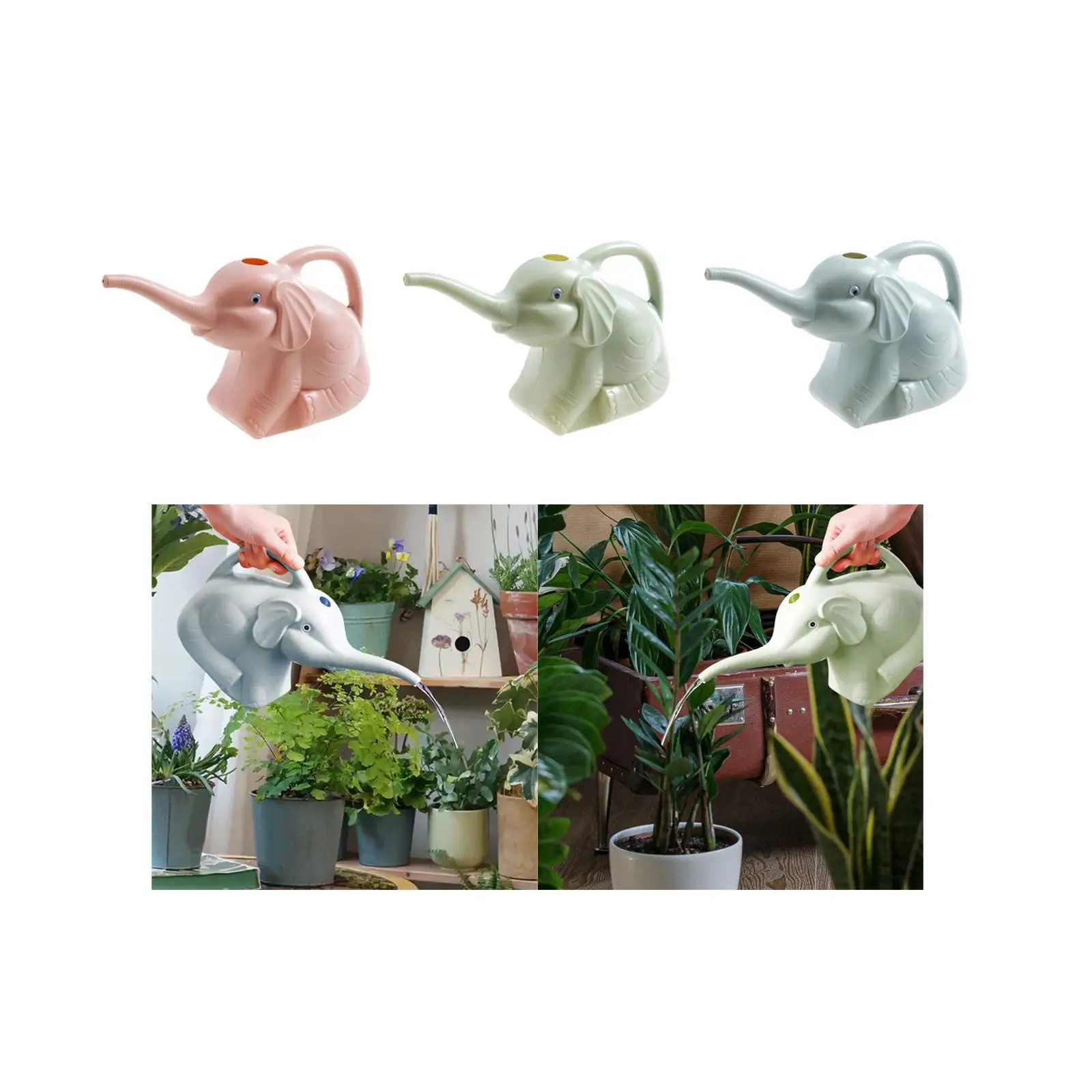 2 Liters PP Elephant Watering Can Plants Watering Pot 11.8x4.7x7inch Gardening Tool for Garden Flower