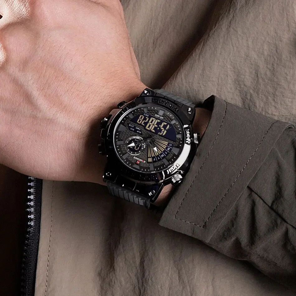 NAVIFORCE Top Luxury Brand Men Watch Military Sport Quartz Wrist Watches Stainless Steel LED Digital Clock Relogio Masculino