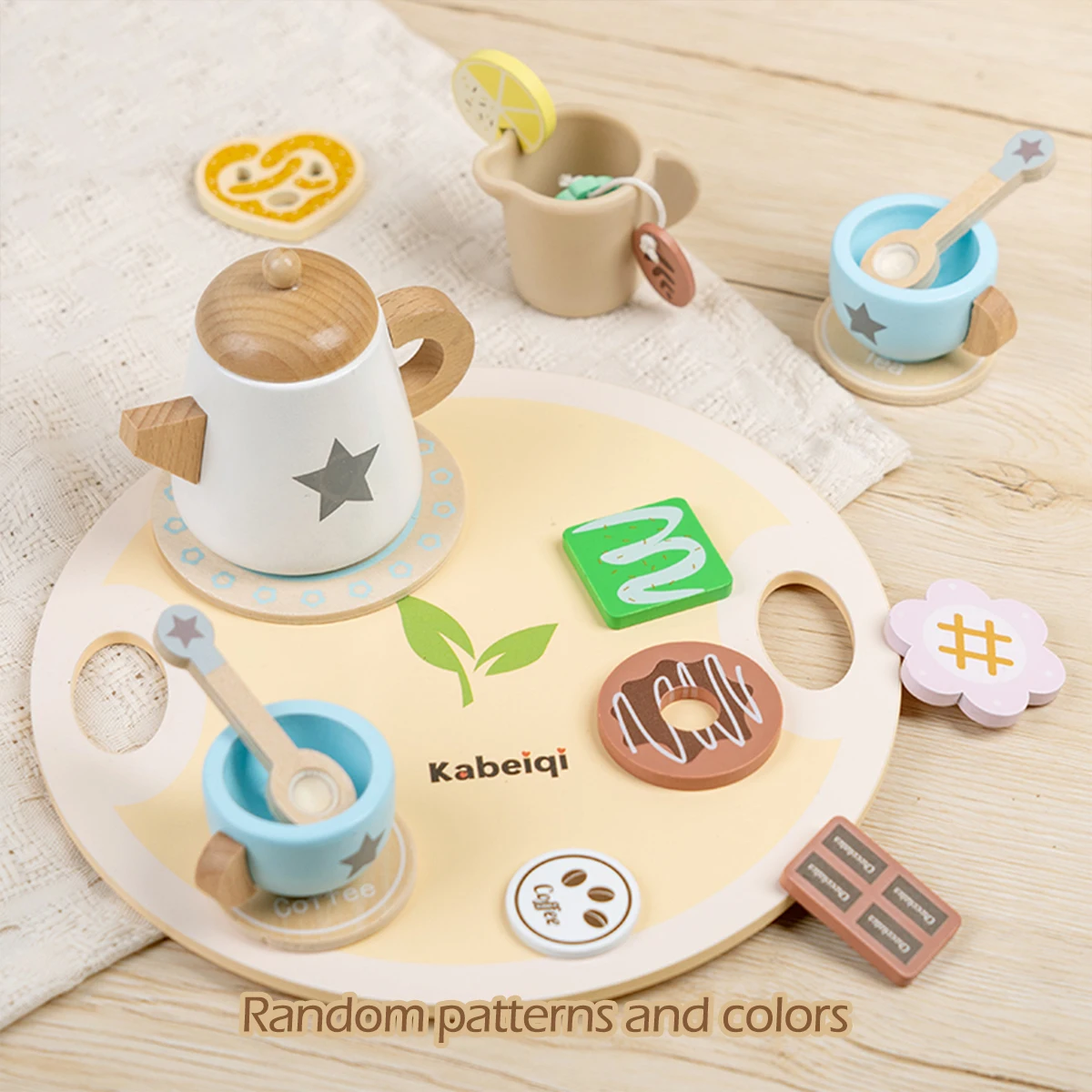 Kids Wooden Tea Set Play House Pretend Make Tea Play With Teapot Teacup Afternoon Snack Role Playing Toys Boys Girls Gift