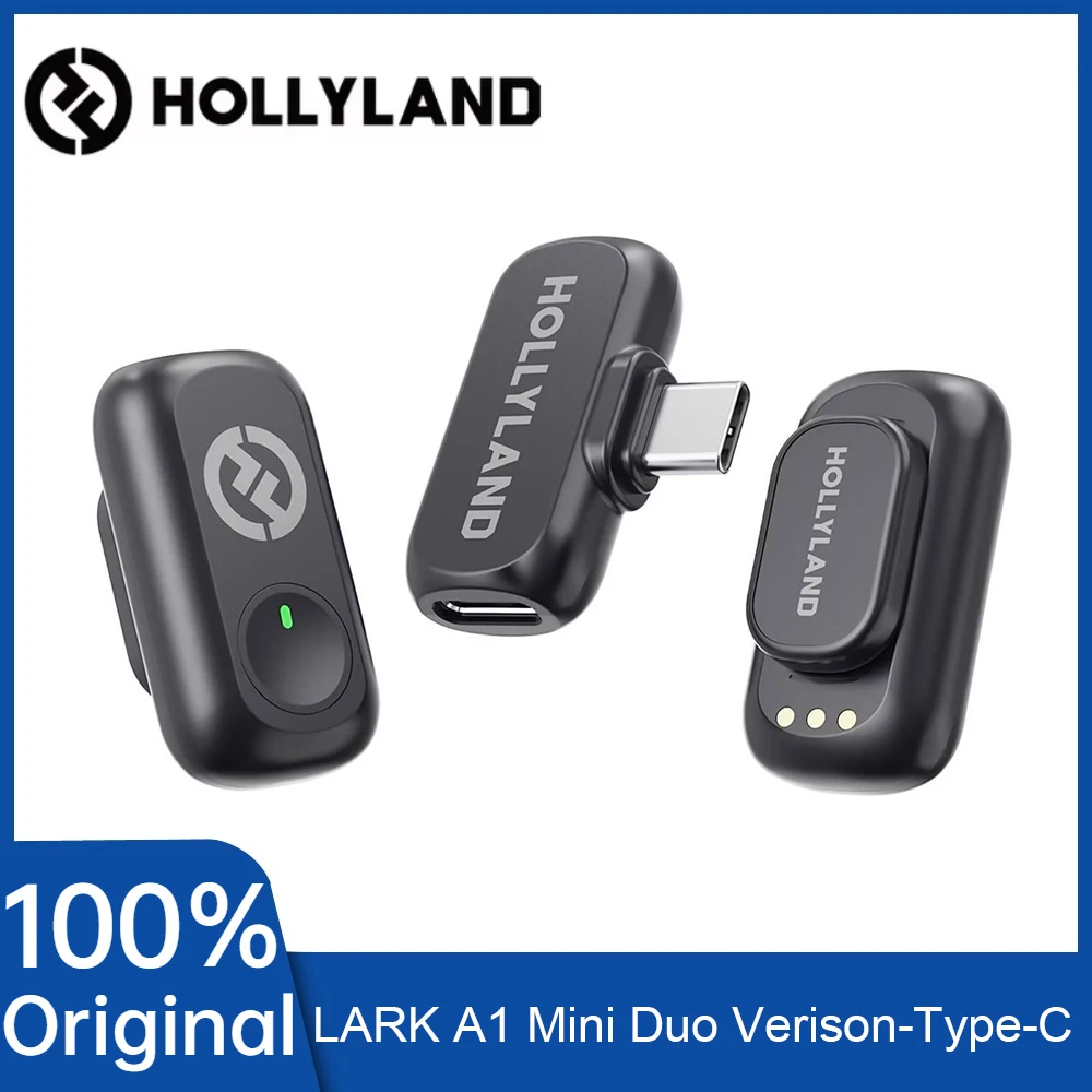 오리지널 HOLLYLAND Lark A1 무선 마이크 노이즈 캔슬링 미니 듀오..