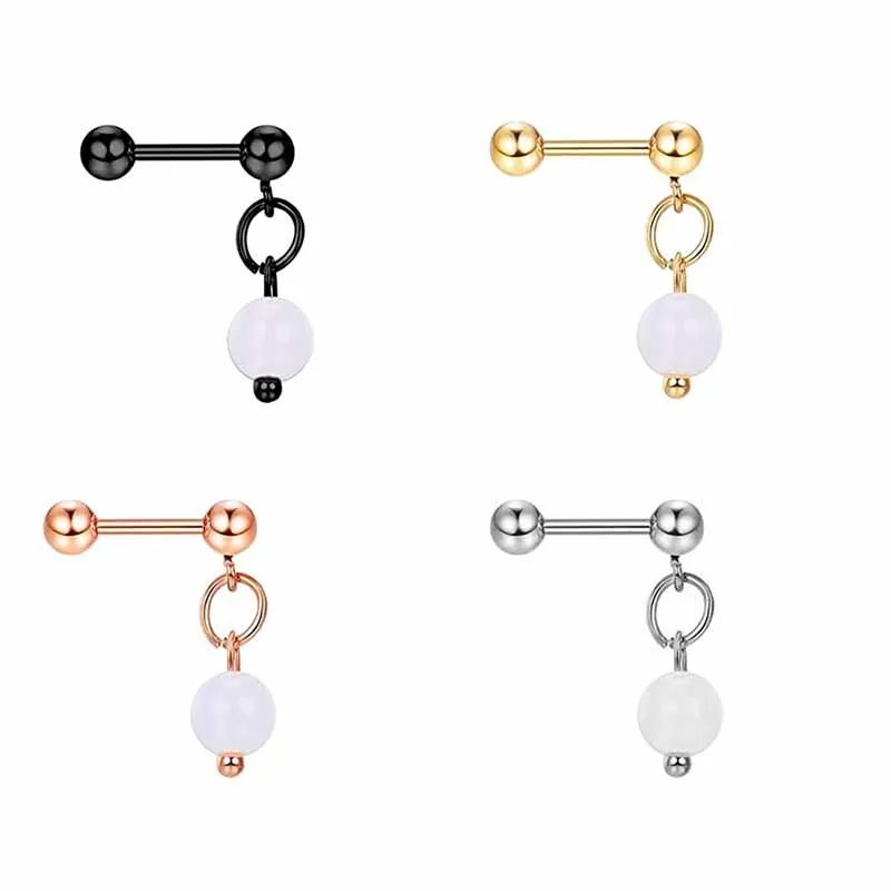 New 1Pcs Medical Titanium Steel Stud Earring Pendant Small Ball Screws Small Earrings Ear Bone