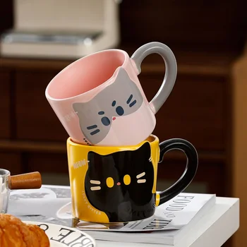 Cartone animato giapponese gatto tazza da caffè modello gatto carino tazza da colazione tazza da caffè creativa tazza da latte regalo tazza di ceramica forniture da cucina 2