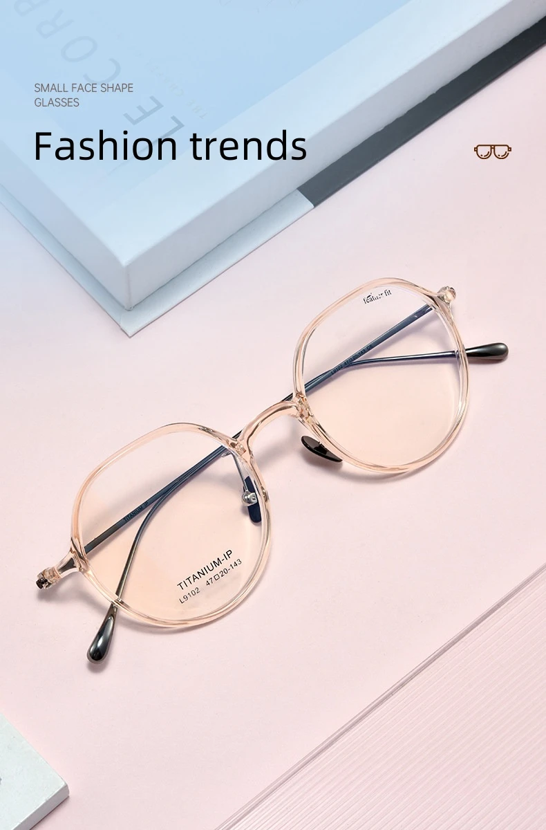 FIRADA Mode Ultra Licht Gläser Vintage Titan Transparent Brillen Luxus Brillen Rahmen Für Frauen L9102Y – Detail 2