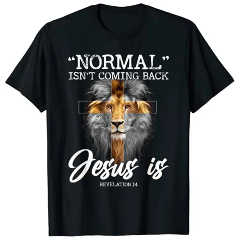 

Normal Isn't Coming Back But Jesus Is Cross Christian T-Shirt Oversized Harajuku Tee Tops Graphic Tees Women Men Streetwear