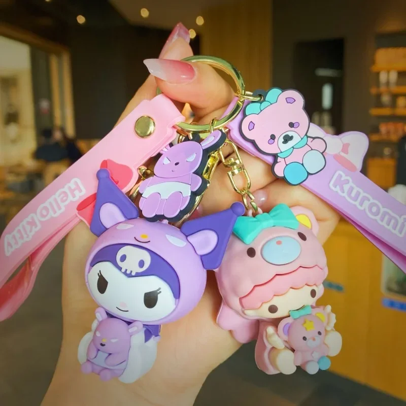 

Kawaii Sanrio Anime Cinnamoroll Kuromi Cute Cartoon Dropping Glue Material Keychain Couple Backpack Pendant Gifts for Girls