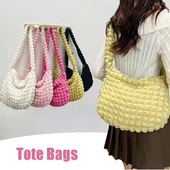 Borsa a tracolla in tinta unita a tracolla Borsa tote di grande capacità Borse sotto le ascelle Borse a tracolla pieghettate imbottite trapuntate per le donne