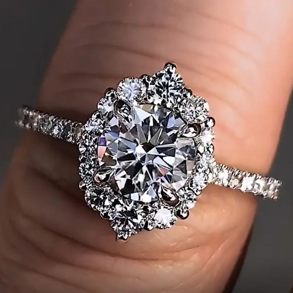 

Женское Обручальное кольцо из натуральной платины PT950, кольцо с круглым муассанитом и бриллиантом 1, 2, 3, 4, 5 карат, на заказ, для свадьбы, юбилея