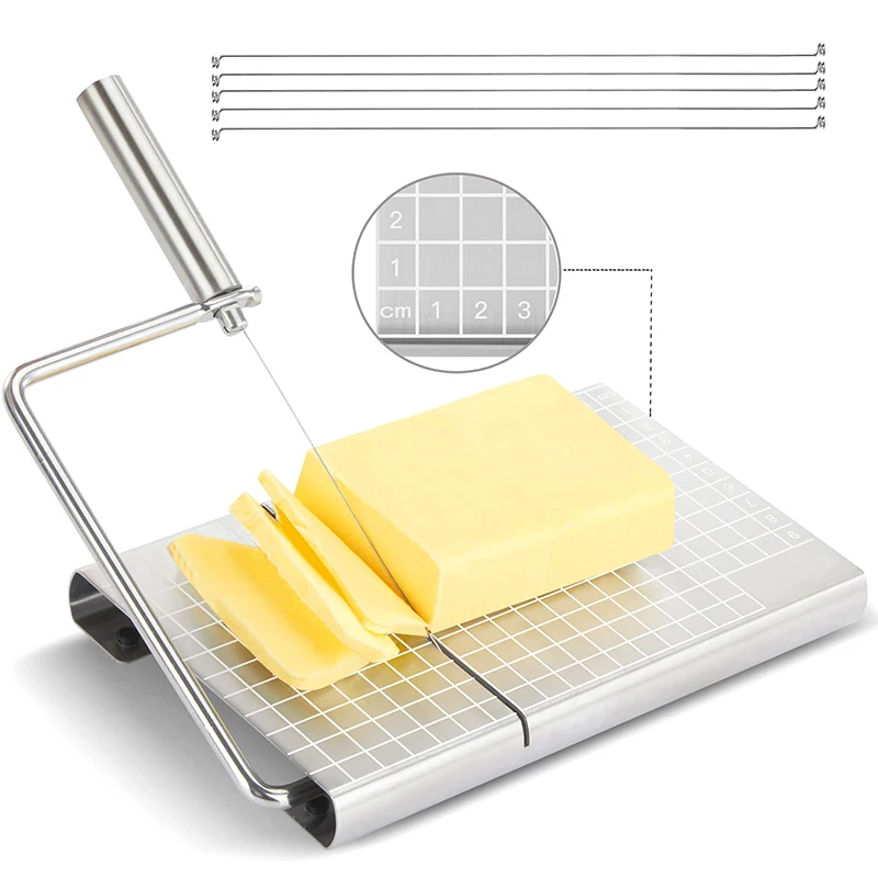 1PC Stainless Steel Cheese Slicer With Replacement Cutting Wire Cutter Sausage And Ham Cutting Knife Kitchen Accessories Tools