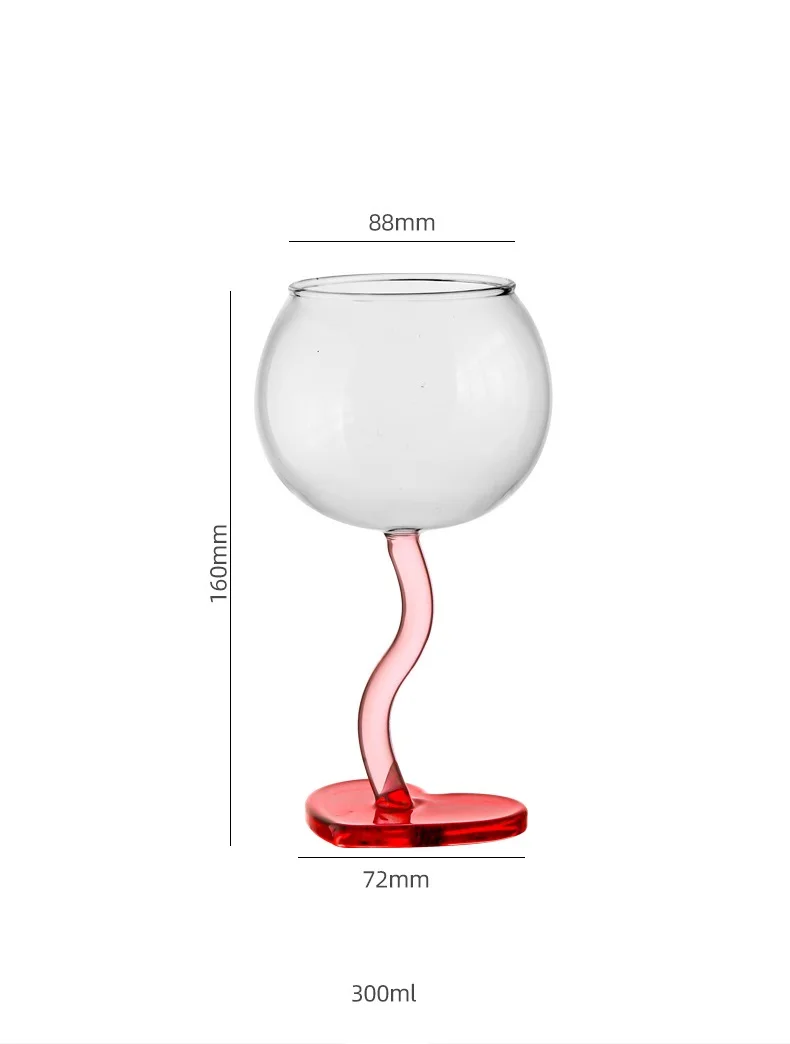 1 Piece Creative Colourful Round Wine Glasses Cup With Twisted Stem Glass  Goblet Cup 300ml 10oz