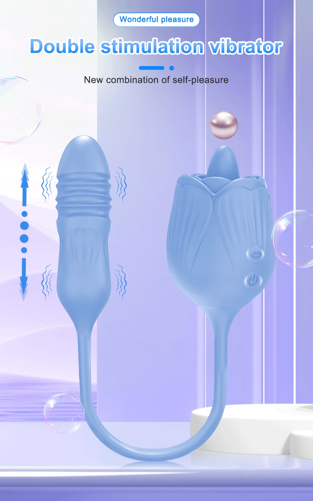 Rose Toy Dildo Thrusting Vibrator for Women Egg Clitoris Sucker Stimulator Tongue Licking Adults Goods Sucking Sex Toys Female