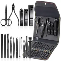 4/16 pcs Manicure Set Pedicure Sets Nail Clippers High-quality Steel Professional Nail Cutters Tools with Travel Case Kit Home C 1