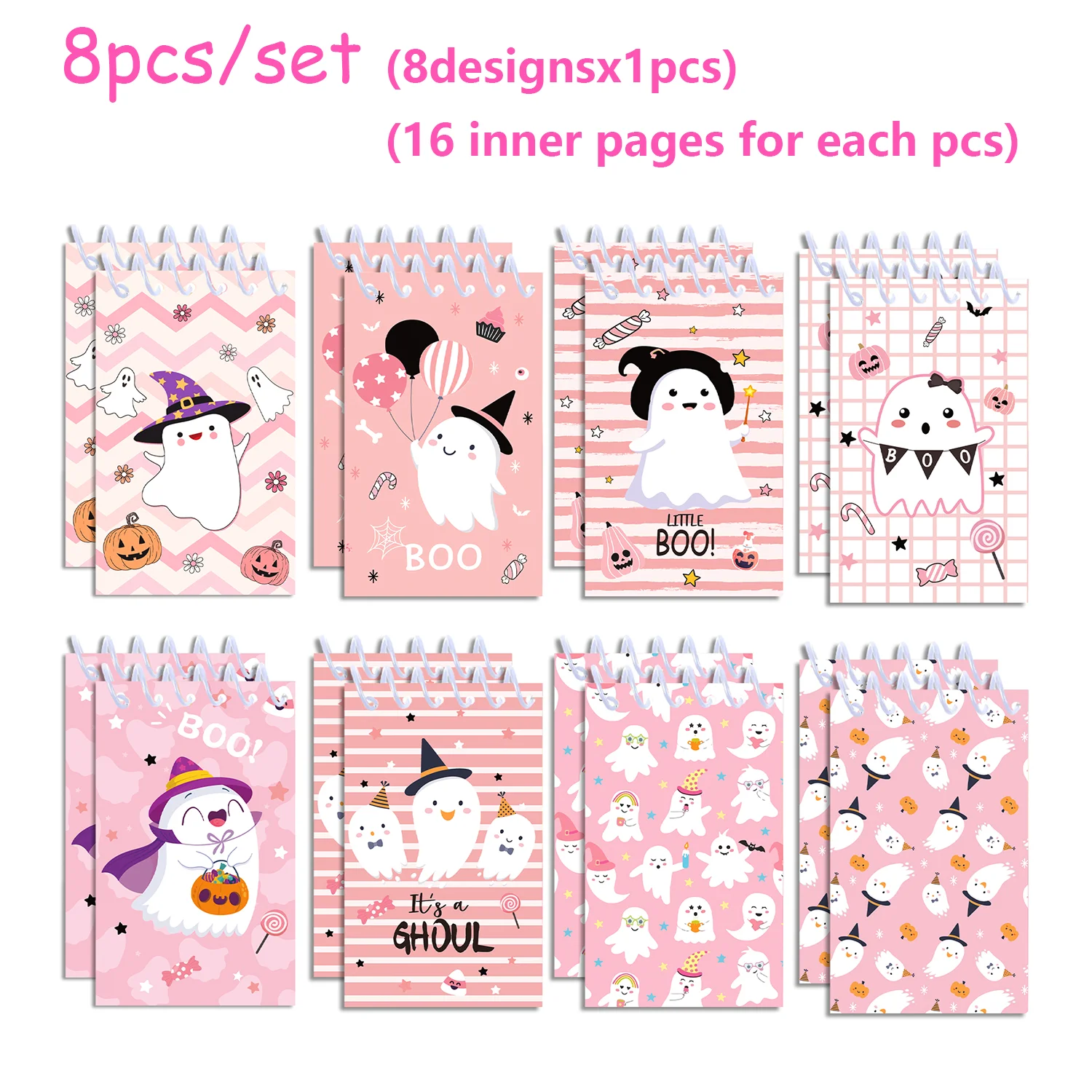 8/16/24/32 stücke Halloween Spirale Tasche Notebook Tragbare Mini Memo Pad Spule Broschüre Für Halloween Party schreibwaren Schule Tagebücher – Detail 1