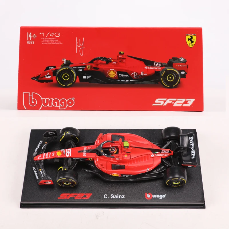 Bburago 1:43 Ferrari SF23 C.Sainz NO.55 /NO.16 Formula One Cars Simulated Alloy Car Model
