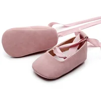 0-2T Comfortable Newborn Baby Girl Dance Shoes Ballerina Sweet Ribbon Toddler Infants Crib Shoes Anti-slip Sole Prewalker 2