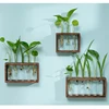 Simple Nordic Test Tube Glass Vase Decoration Creative Wooden Frame Hydroponic Plant Container Home Decoration 6