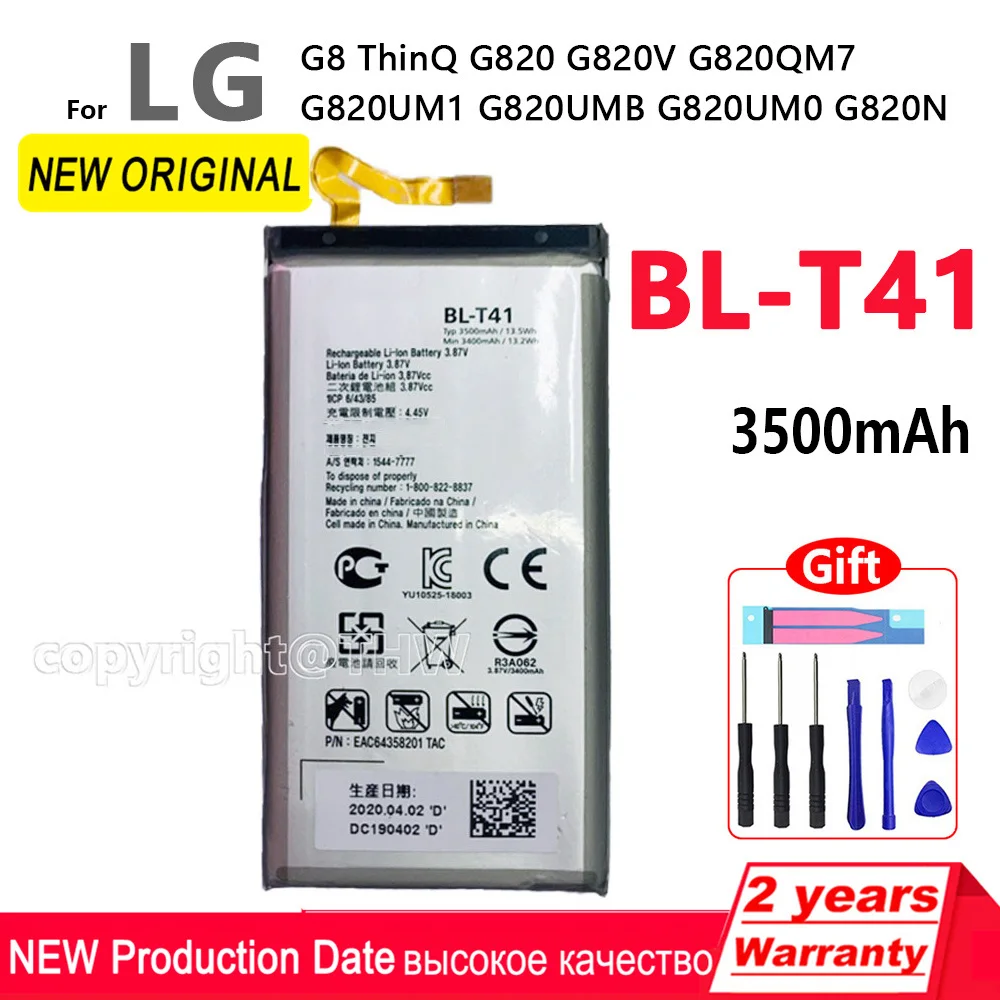 

BL-T41 Battery For Lg G8 ThinQ BL T41 LMG820QM7 LMG820UM1 LM-G820UMB LMG820UM0 LM-G820N Mobile Phone Bateria+Tracking number