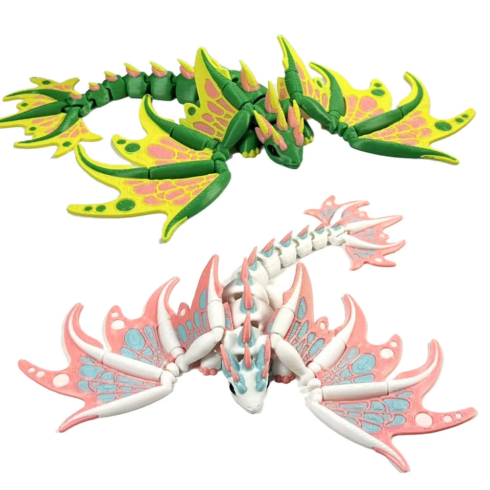 3D Printed Dragon Figurine with Movable Joints Office Desk Ornament Collectors Display Model Kids Christmas Gift 1