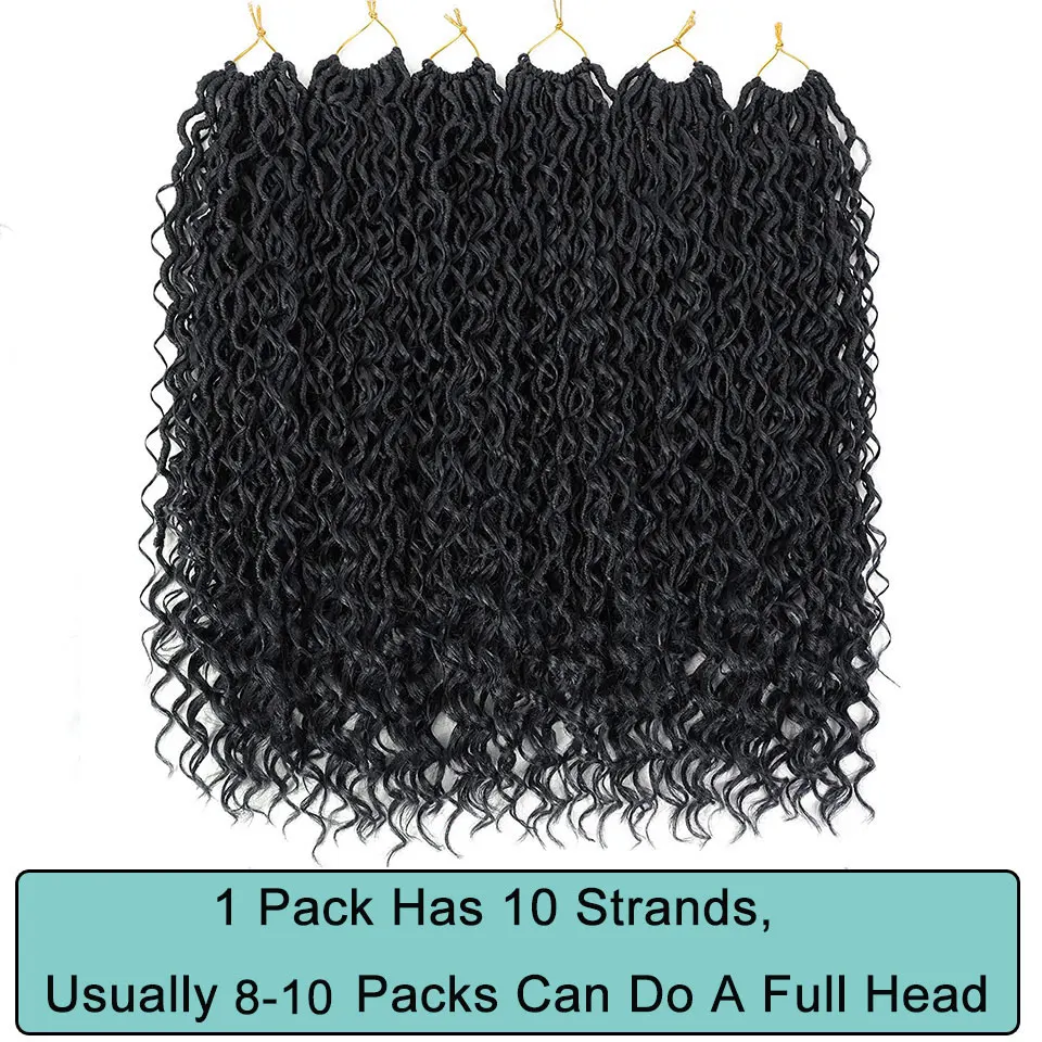 1B Curly Faux Locs Crochet Hair 18Inch Goddess Locs Crochet Hair 1B 99J Pre Looped Synthetic Braiding Hair Extensions For Women 4