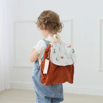 Zaino per Bambini in Corduroy, Borsa Scolastica per Asilo, Zaino Antismarrimento per Bambini di 1-2 Anni