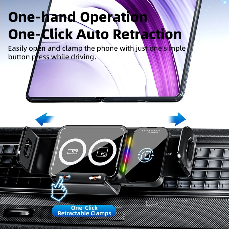 Vyvylabs Wireless Auto-Clamp Car Phone Holder with 15W Fast Charging