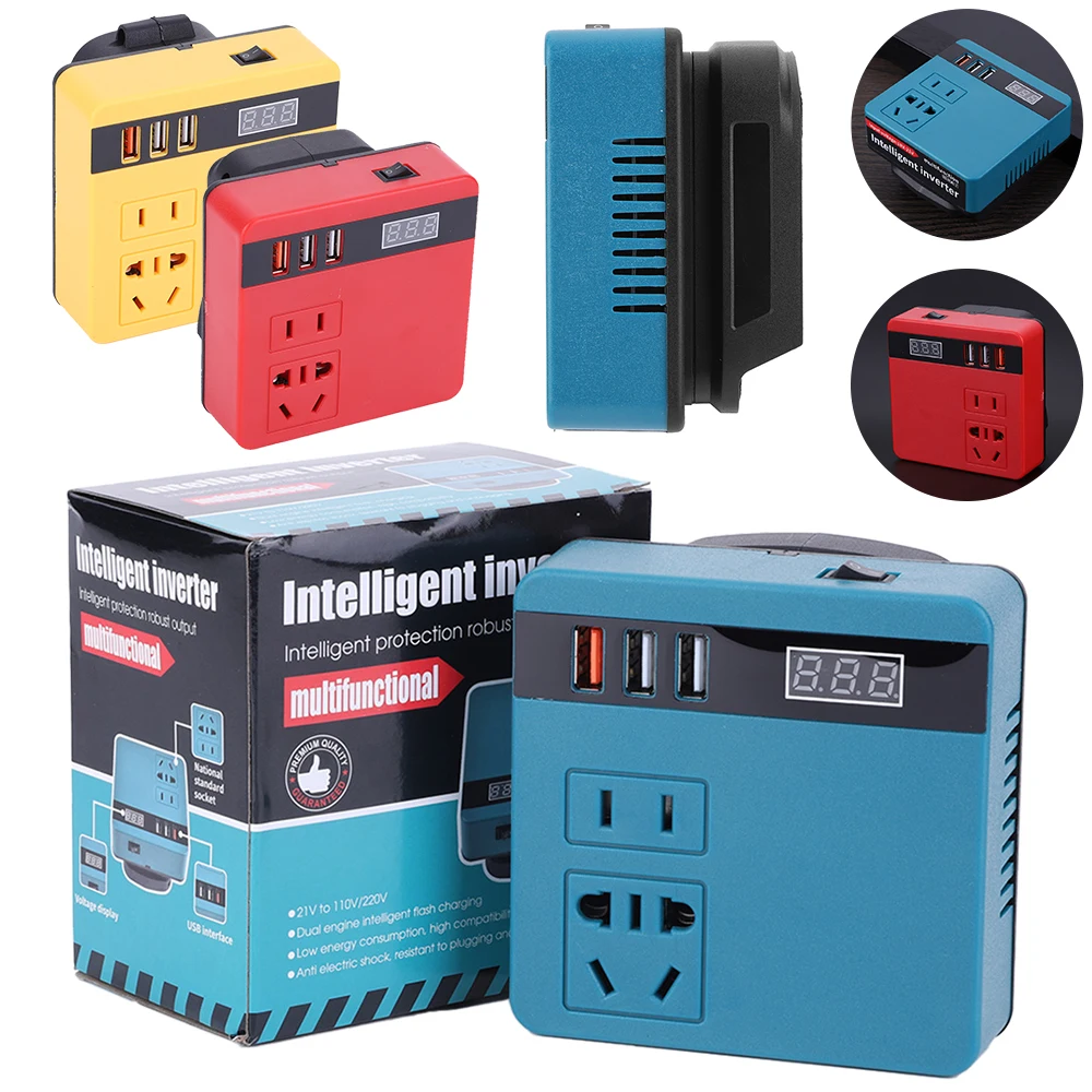 120W DC To ACอินเวอร์เตอร์อินเวอร์เตอร์อัจฉริยะหลายป้องกันอินเวอร์เตอร์DC 18V-21V To AC 220VสําหรับDeWalt/Makita/Milwaukee 1