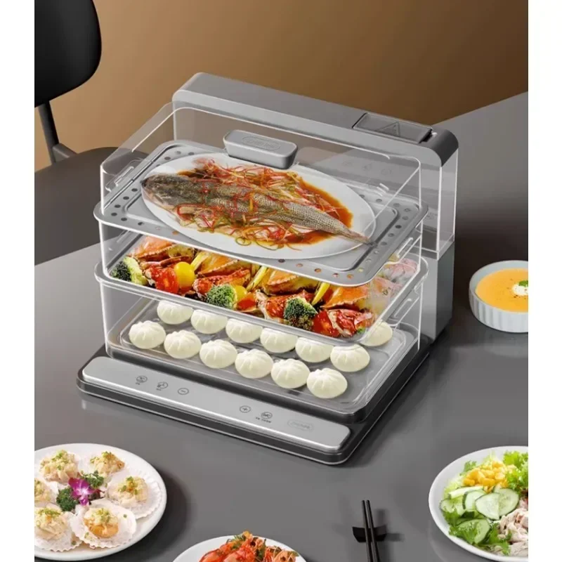 20L Electric Food Steamer with Foldable Design, Multifunctional Triple-layer & Multi-layer Steam Box ZMZG-06B 2