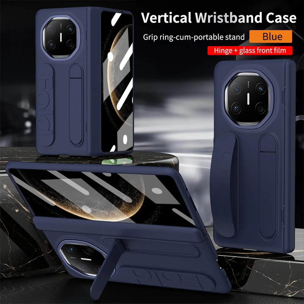 Multifunctional Kickstand Wrist Strap Folding Tempered Glass Protective Case