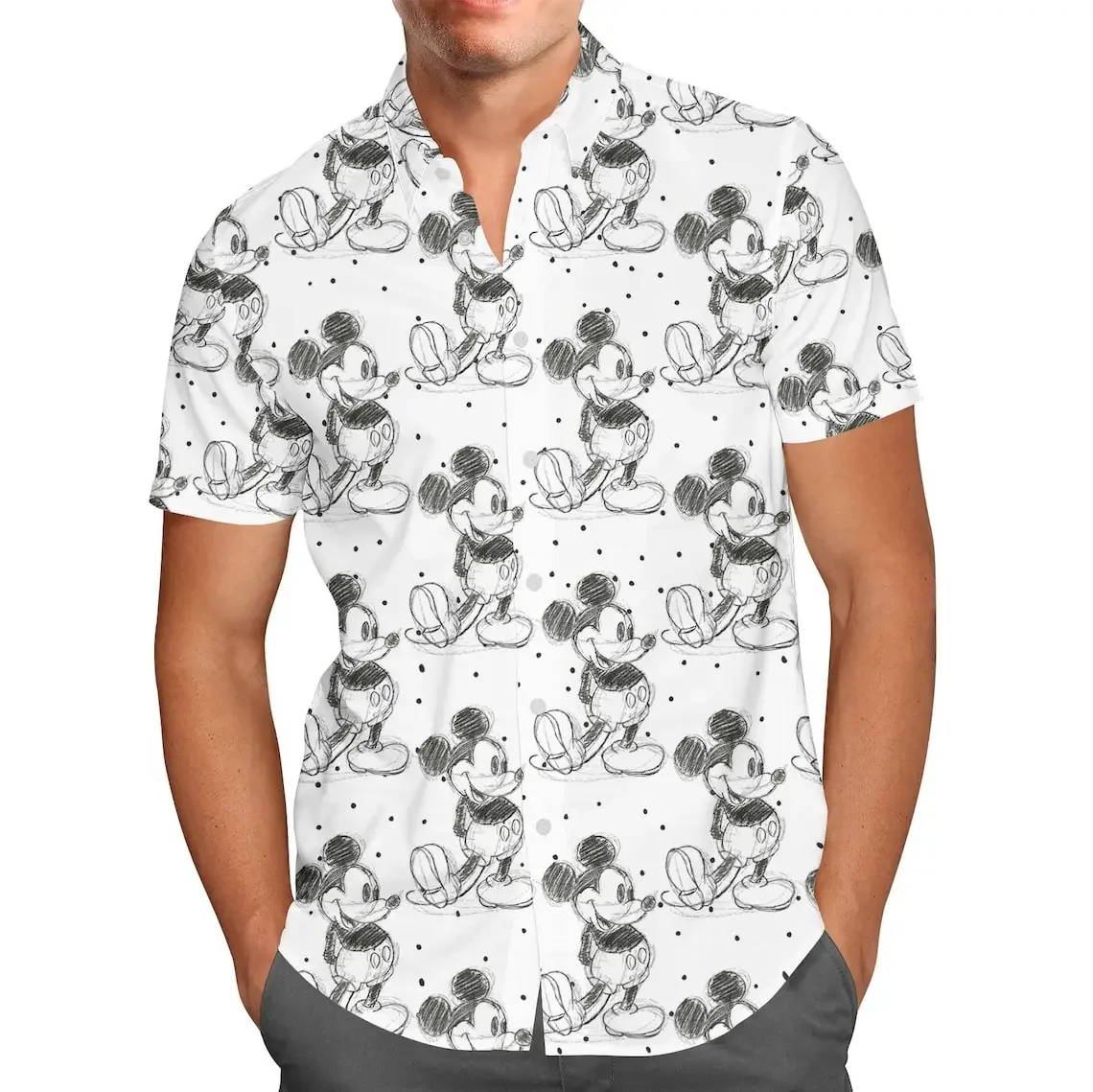 

Disney Safari Mickey Ears Hawaiian Shirt Animal Kingdom Inspired Men's Button Down Short-sleeved Shirt in Casual Beach Shirt