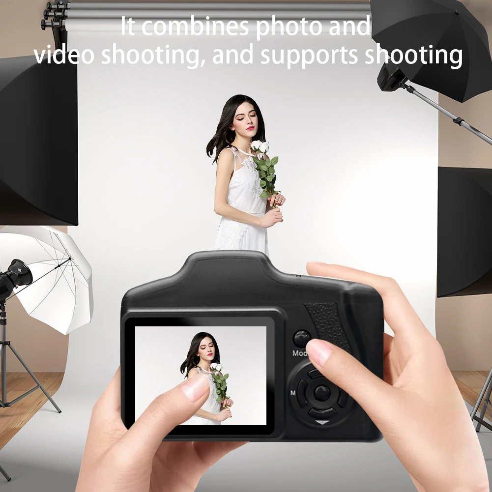 16MP Mini Digital Camera with 2.4 Inch Screen Vlogging Camera 720P 16X Digital Zoom Video Recorder for Photography Small Camera 2