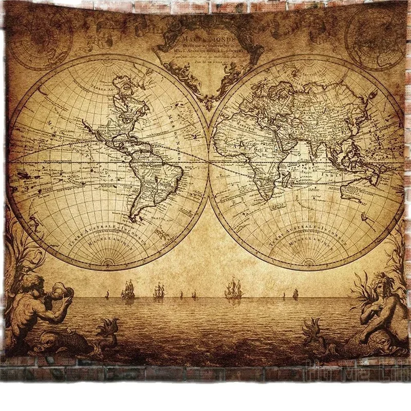 Old World Map By Ho Me Lili Tapestry Vintage Wanderlust Pirate Wall Hanging For Bedroom Beach Blanket College Dorm Home Decor