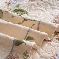3Pcs Quilt Set 100%Cotton Quilted Bedspread 2Pcs Pillow shams  Lightweight Reversible Chic Floral Printed Bed Coverlet 5