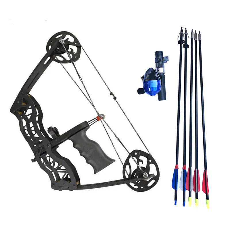 40lbs Outdoor Fishing Archer Holding A Small Composite Wheel Bow And