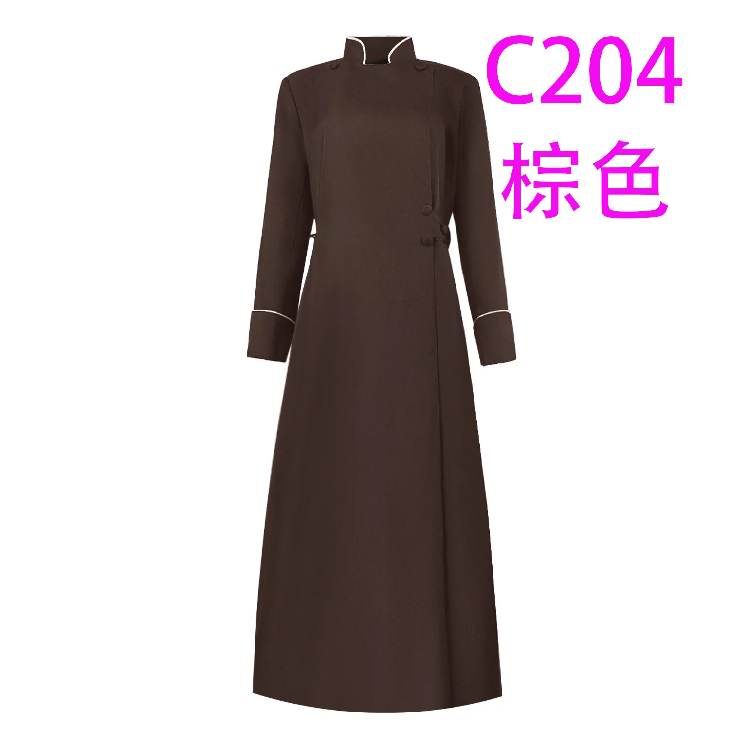 Medieval Church Priest Robe Trench Jacket Cassock Clergy Preacher Men Stand Collar Single Breasted Minister Choir Roman Pastor