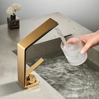 ร่วมสมัย Luxury Brushed Gold อ่างล้างหน้า Hot & Cold Water Mixer ก๊อกน้ําห้องน้ําอ่างล้างจานน้ําตก Spout ผสมอ่างล้างหน้าก๊อกโลหะ 2