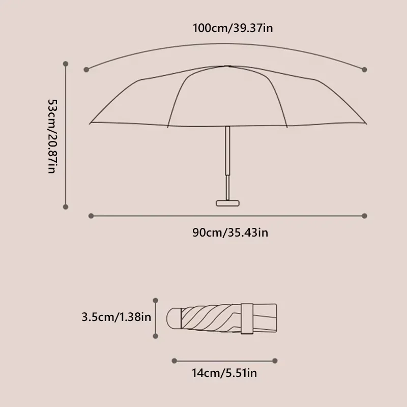Compact Black Coated Dual-Use Travel Umbrella - Lightweight and Portable