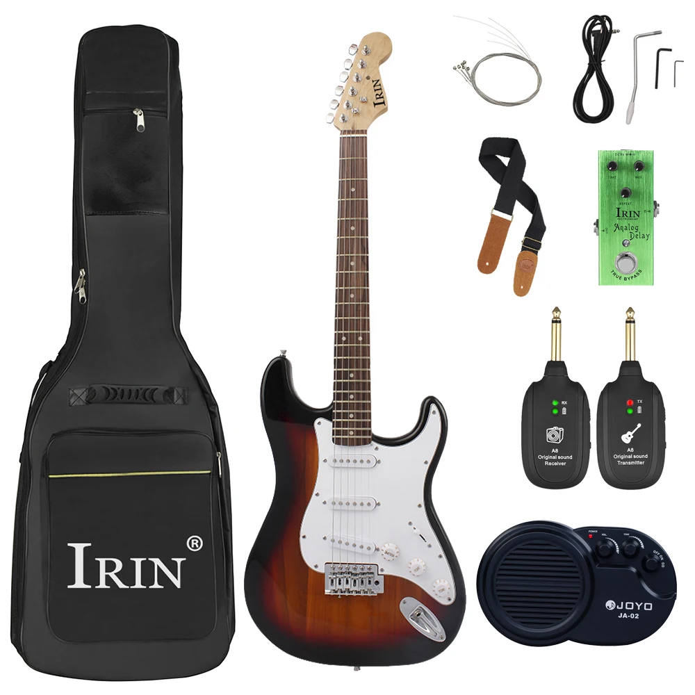 

IRIN 22 Frets ST Electric Guitar 39 Inch 6 Strings Maple Body Electric Guitarra With Amp Pedal Wireless Transmitter Receiver