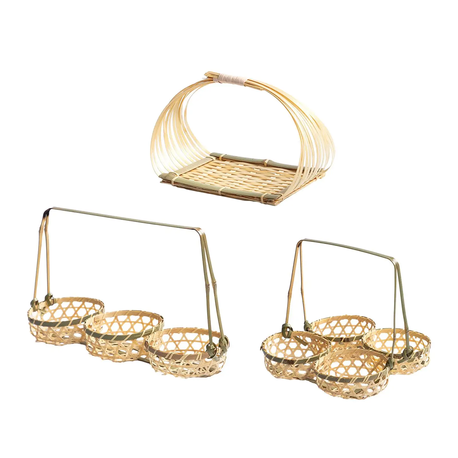 Bamboo Food Serving Basket Rustic Serving Trays Food Storage for Living Room Bamboo Food Serving Basket Rustic Serving Trays Food Storage for Living Room