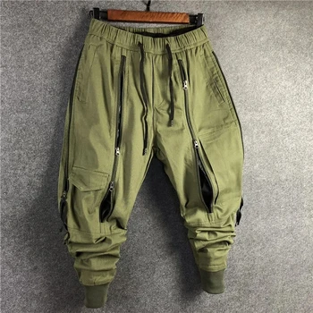 Pantalones Hombre autunno inverno pantaloni Cargo larghi uomo Casual tendenza coreana personalità cerniera pantaloni Haren abbigliamento uomo Streetwear 1