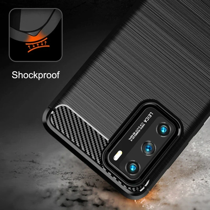 Shockproof Soft TPU Silicone Carbon Fiber Brushed Phone Case