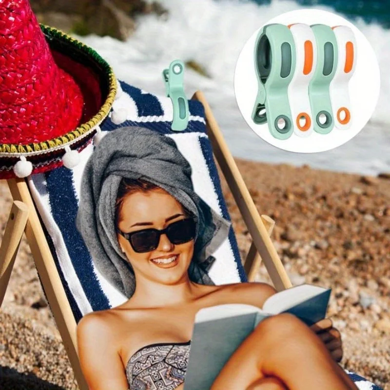Beach Towel Clips Secure Towels on Windy Beach Days for Beach Chairs Windproof Clothes Hanging Peg Quilt Clamp Holder