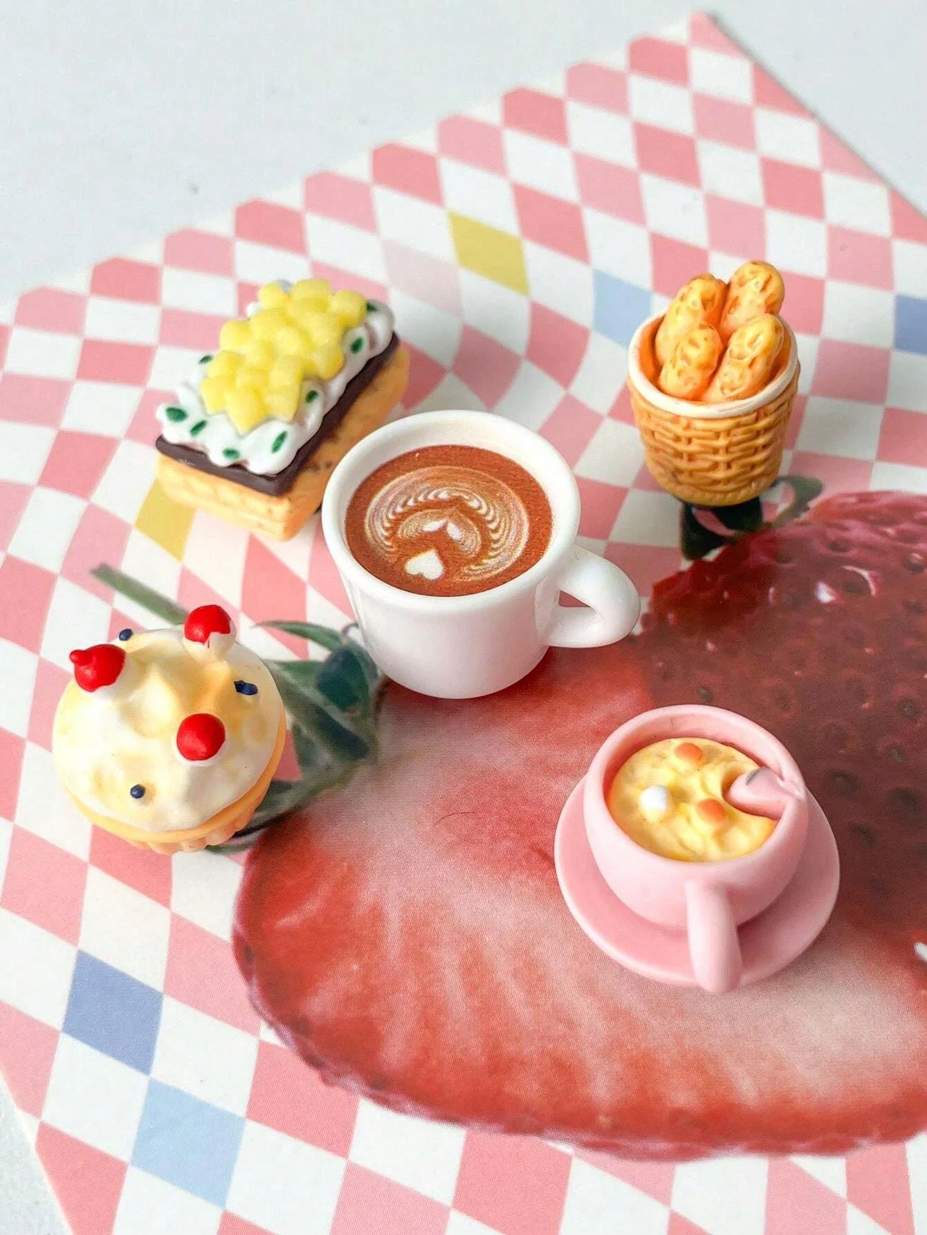 Refrigerator Decor Magnetic Fridge Magnets Mini Latte Cake Bread Cartoon Food Fridge Magnet 5Pcs