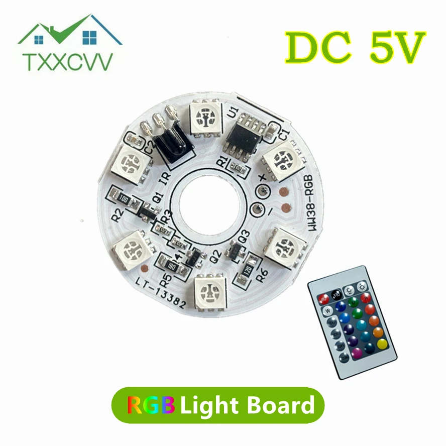 Wireless Remote Switch 6LEDs 5V LED Lights Plate 4 Modes 16 Colors RGB Lamp Board 2W Colorful Gradient Source Decorative Design