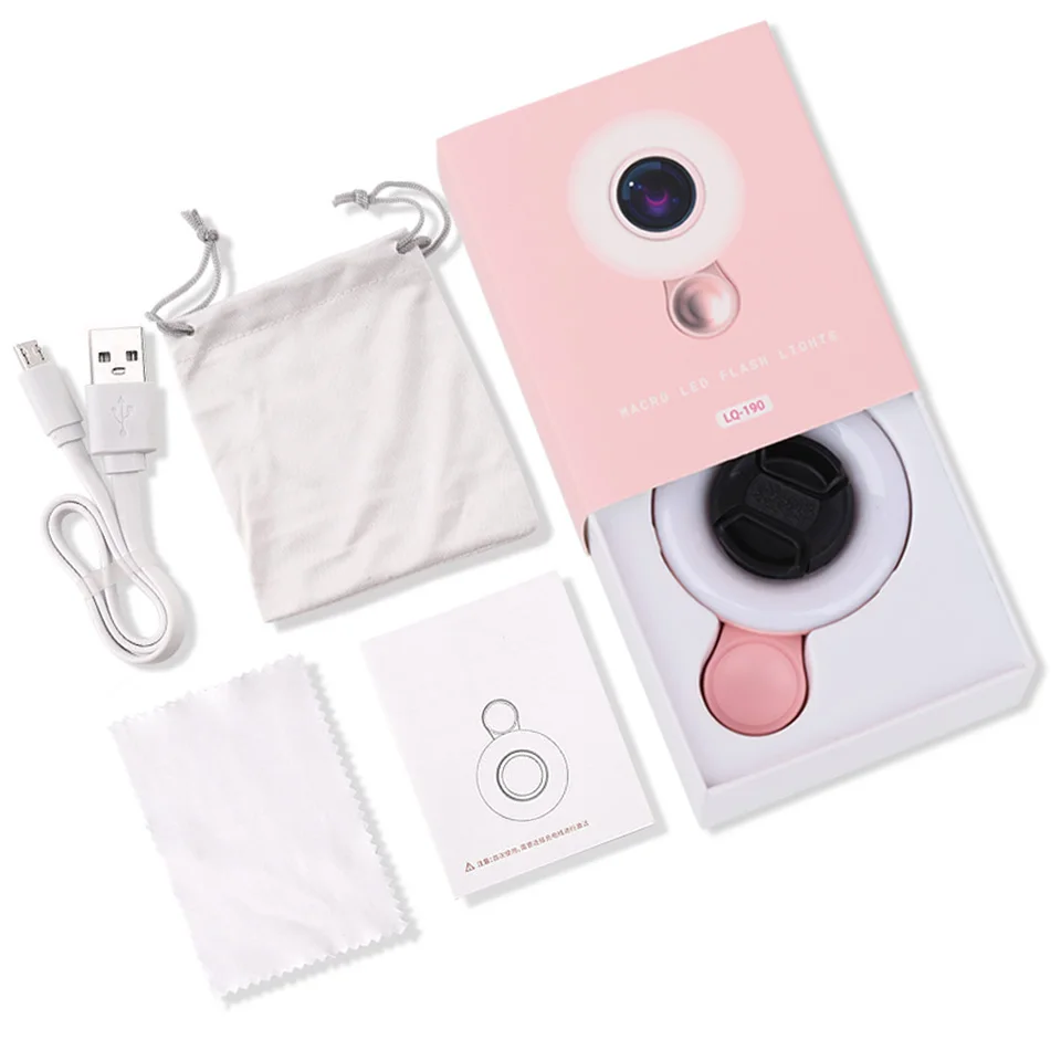 모바일용 새 렌즈 15배율 필링 링 라이트 셀카 라이브 램프 카메라 렌즈 LED 유니버설 플래시 스마트폰 휴대용 라이트 클립 포함