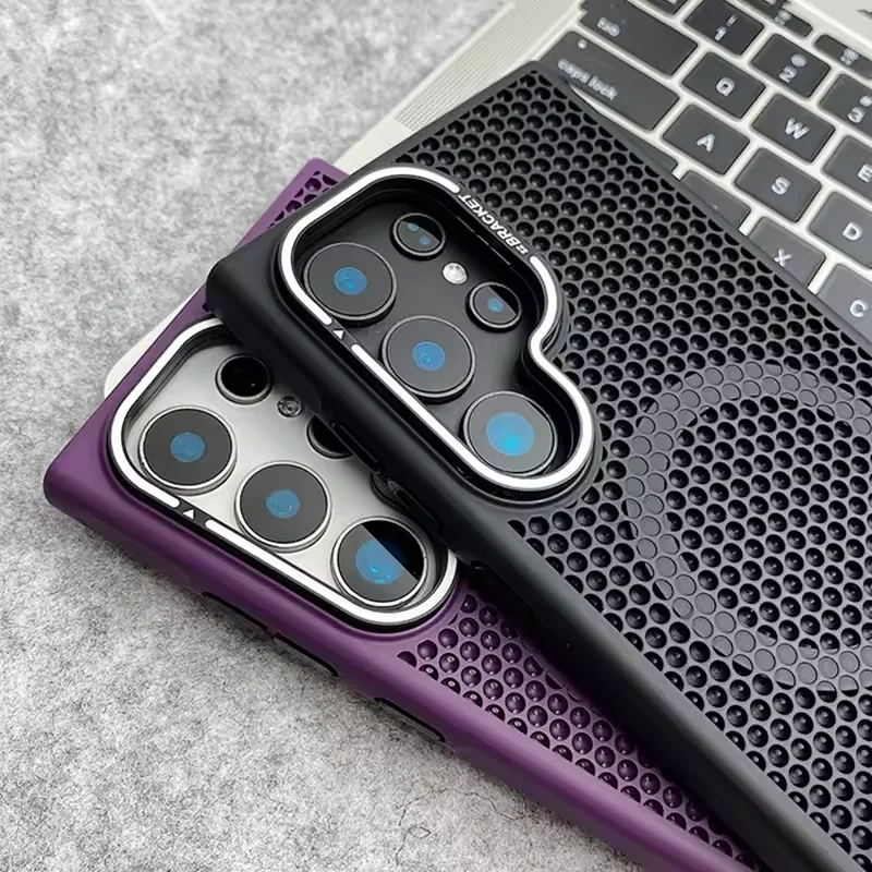 Luxury Breathable Mesh Magnetic Case with Lens Stand and Cooling Shockproof Cover